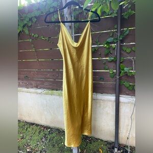 REVOLVE RESA Gold Maxi Slip Dress
